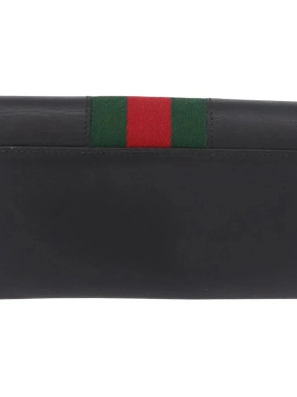 GUCCI Silvi Web Sherry Line Long Wallet Leather Black Red 476084 Auth am11867V